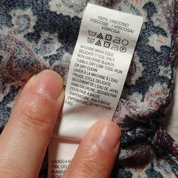 Lucky Brand Blue and Pink Flowy Blouse With Tie - Picture 8 of 10